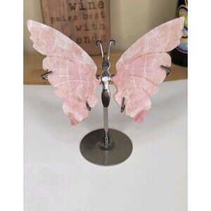 Pink Opal Butterfly Metal Stand Decor